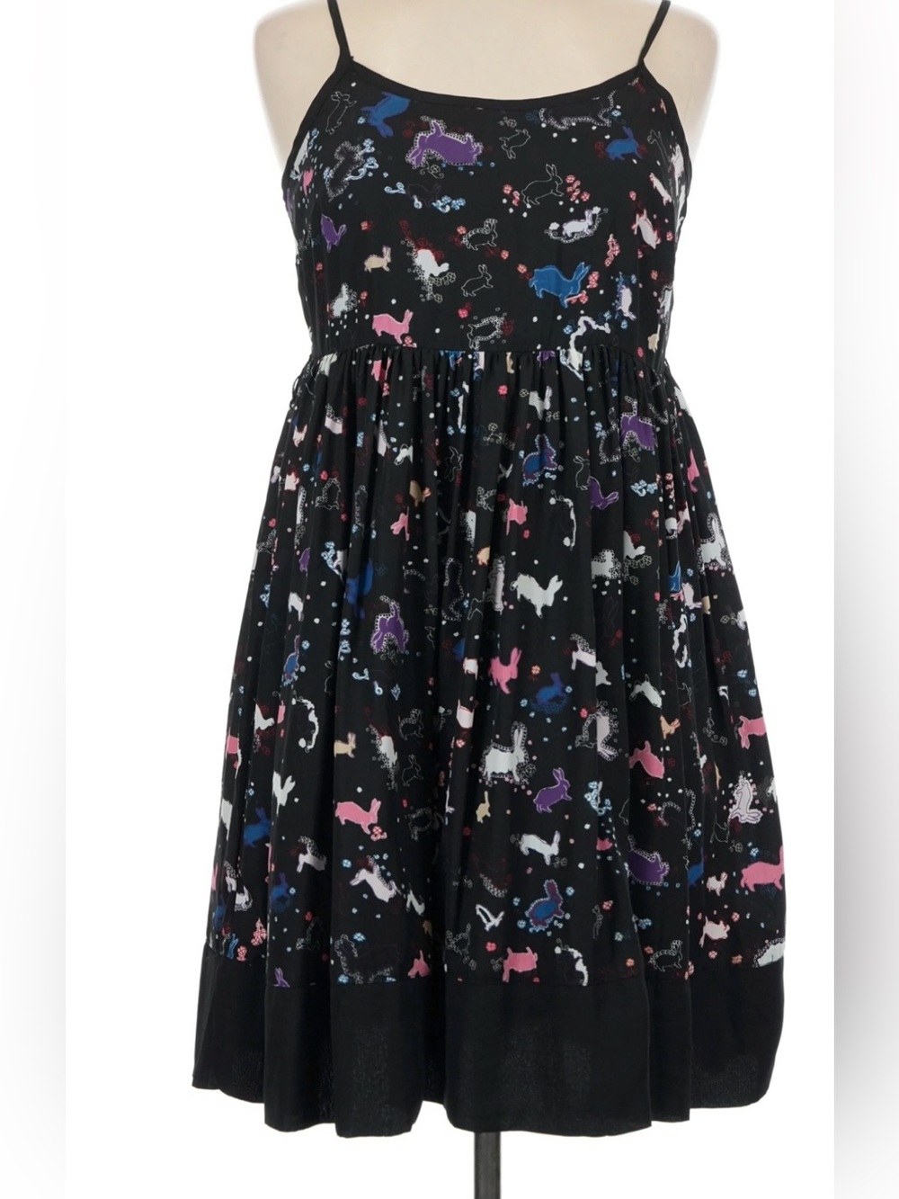 ERIN FETHERSTON FOR TARGET 2007 Black Dress with Colorful Bunny Print. Worn once